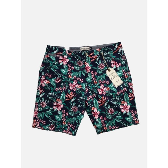 NEW HUDSON & BARROW BOTANICAL HAWAIIAN TROPICAL FLORAL MENS SHORTS SIZE 38 - Picture 1 of 8